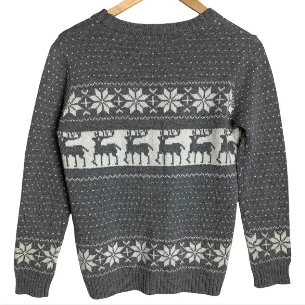 POL Nordic Deer Sweater Womens Fair Isle Reindeer Holiday Christmas Small - Picture 3 of 10